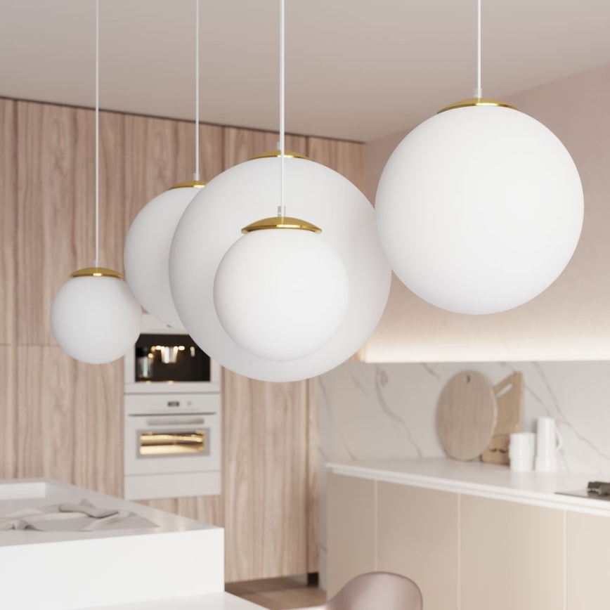 Hanglamp aan snoer TOYA 1xE27/60W/230V Ø 20 cm wit/goud