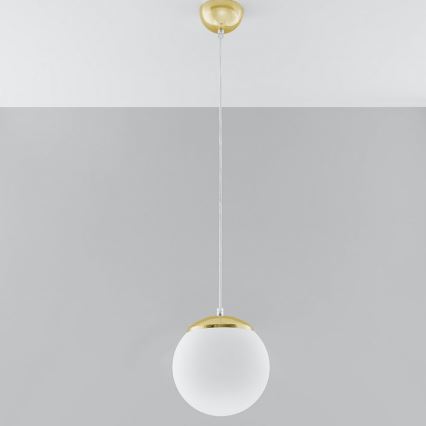 Hanglamp aan snoer TOYA 1xE27/60W/230V Ø 20 cm wit/goud