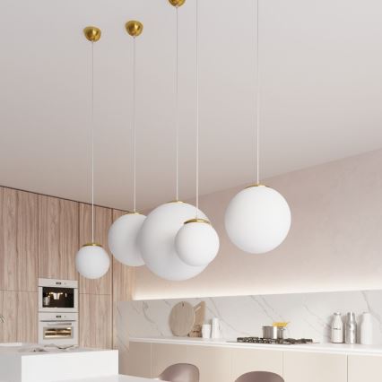 Hanglamp met snoer TOYA 1xE27/60W/230V Ø 30 cm wit/goud