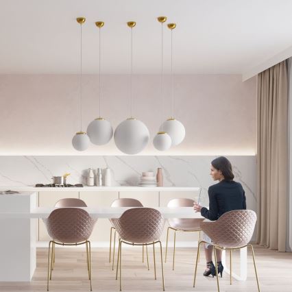 Hanglamp met snoer TOYA 1xE27/60W/230V Ø 30 cm wit/goud