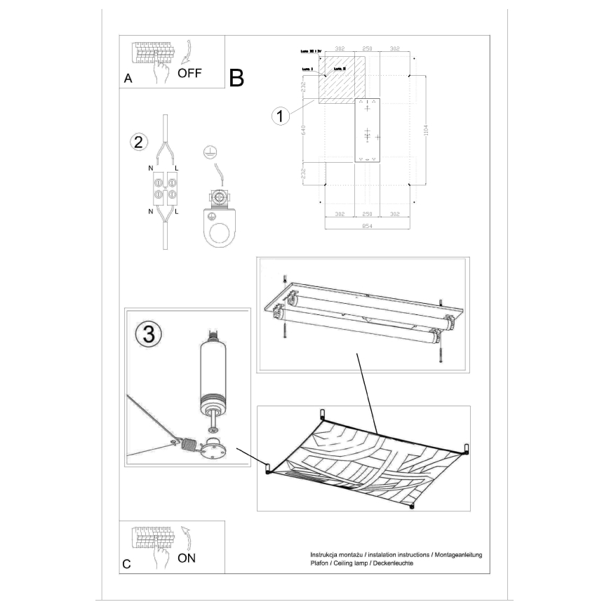 LED plafondlamp LUNA 2xG13/8,5W/230V 80x105 cm wit