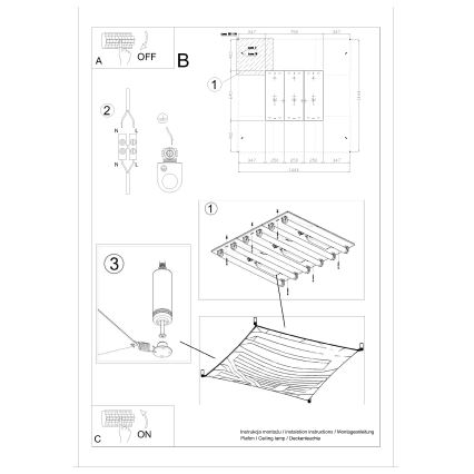 LED plafondlamp LUNA 6xG13/8,5W/230V 14x14 cm wit