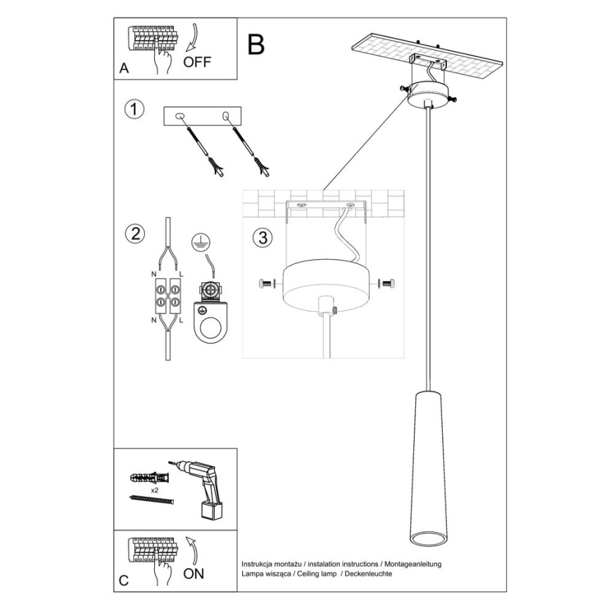 Hanglamp aan een koord ELECTRA 1xGU10/40W/230V