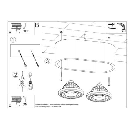 Plafondlamp BASIC AR111 2xGU10/40W/230V beuken