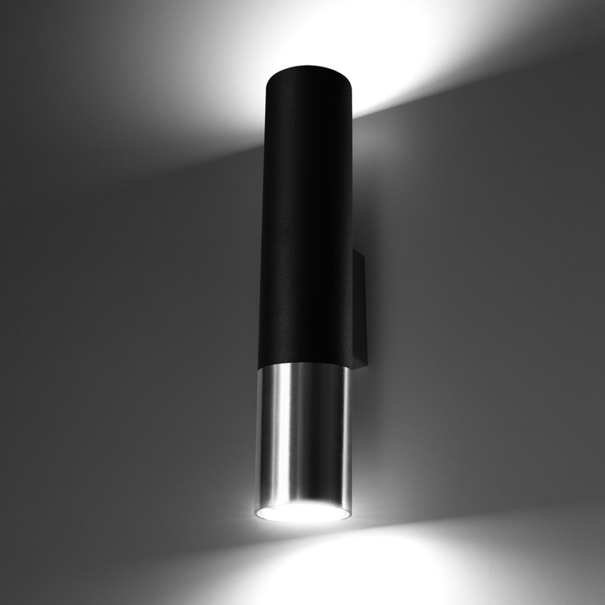 Wandlamp LOOPEZ 2xGU10/10W/230V zwart/glanzend chroom