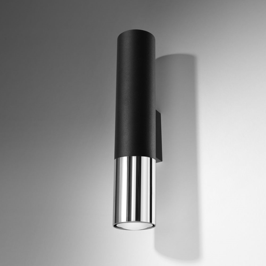 Wandlamp LOOPEZ 2xGU10/10W/230V zwart/glanzend chroom