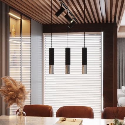 Hanglamp aan een koord LOOPEZ 1xGU10/10W/230V zwart/glanzend chroom