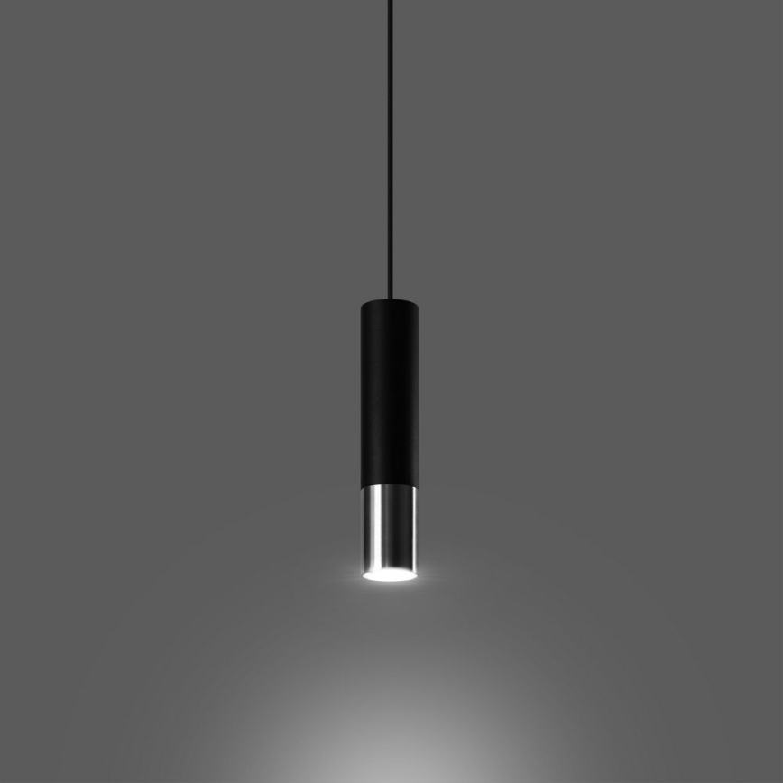 Hanglamp aan een koord LOOPEZ 1xGU10/10W/230V zwart/glanzend chroom