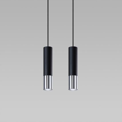 Hanglamp aan een koord LOOPEZ 2xGU10/10W/230V zwart/glanzend chroom