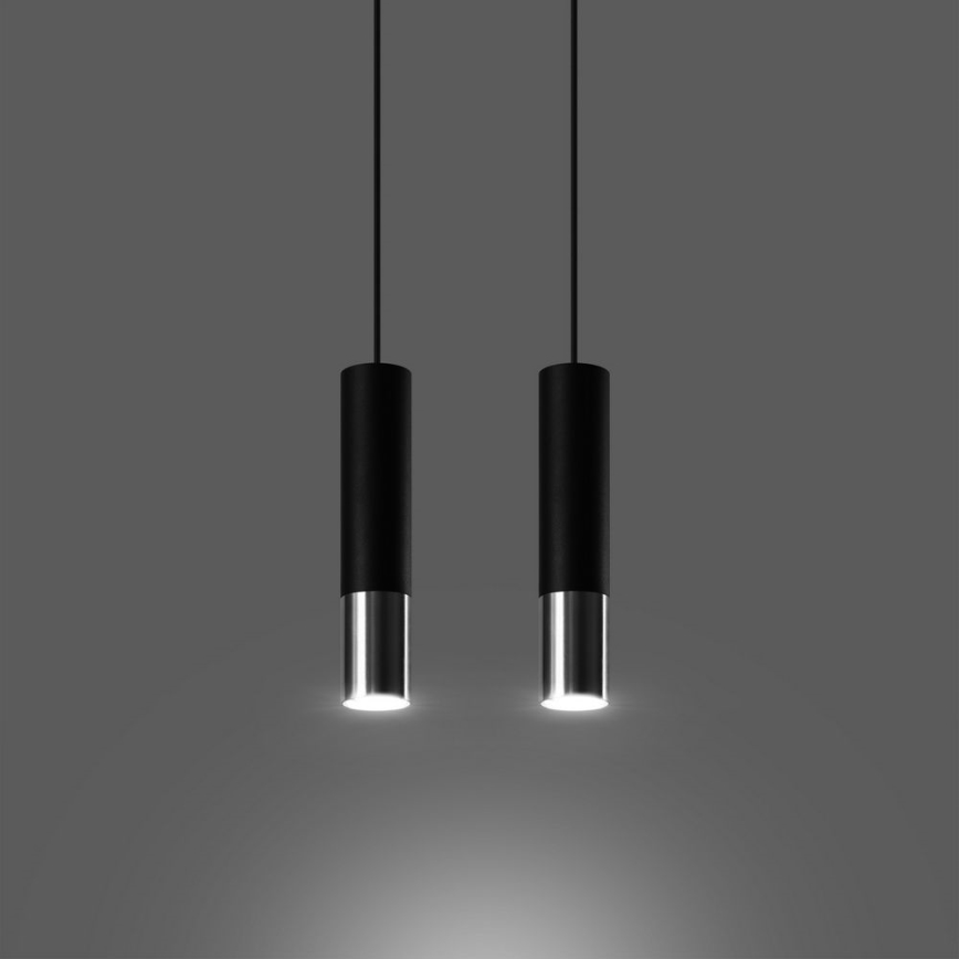 Hanglamp aan een koord LOOPEZ 2xGU10/10W/230V zwart/glanzend chroom