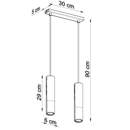 Hanglamp aan een koord LOOPEZ 2xGU10/40W/230V zwart/chroom