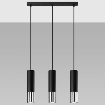Hanglamp aan een koord LOOPEZ 3xGU10/10W/230V zwart/glanzend chroom