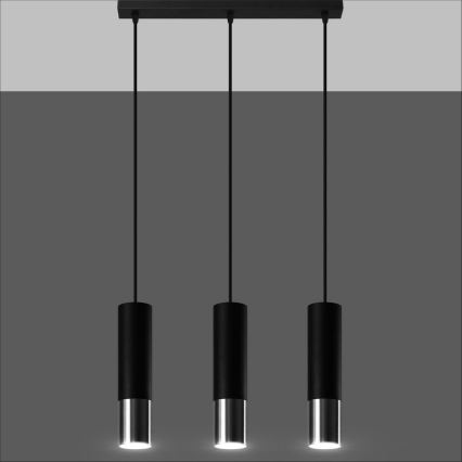 Hanglamp aan een koord LOOPEZ 3xGU10/10W/230V zwart/glanzend chroom