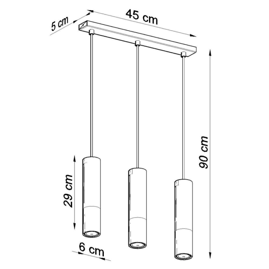 Hanglamp aan een koord LOOPEZ 3xGU10/10W/230V zwart/glanzend chroom