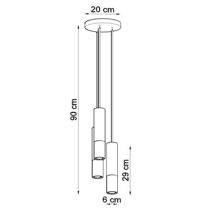 Hanglamp aan een koord LOOPEZ 3xGU10/10W/230V rond zwart/glanzend chroom