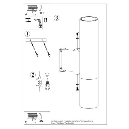 Wandlamp LOOPEZ 2xGU10/10W/230V zwart/koper