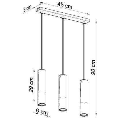 Hanglamp aan een koord LOOPEZ 3xGU10/10W/230V zwart/koper