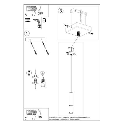 Hanglamp aan een koord LOOPEZ 1xGU10/40W/230V zwart/goud