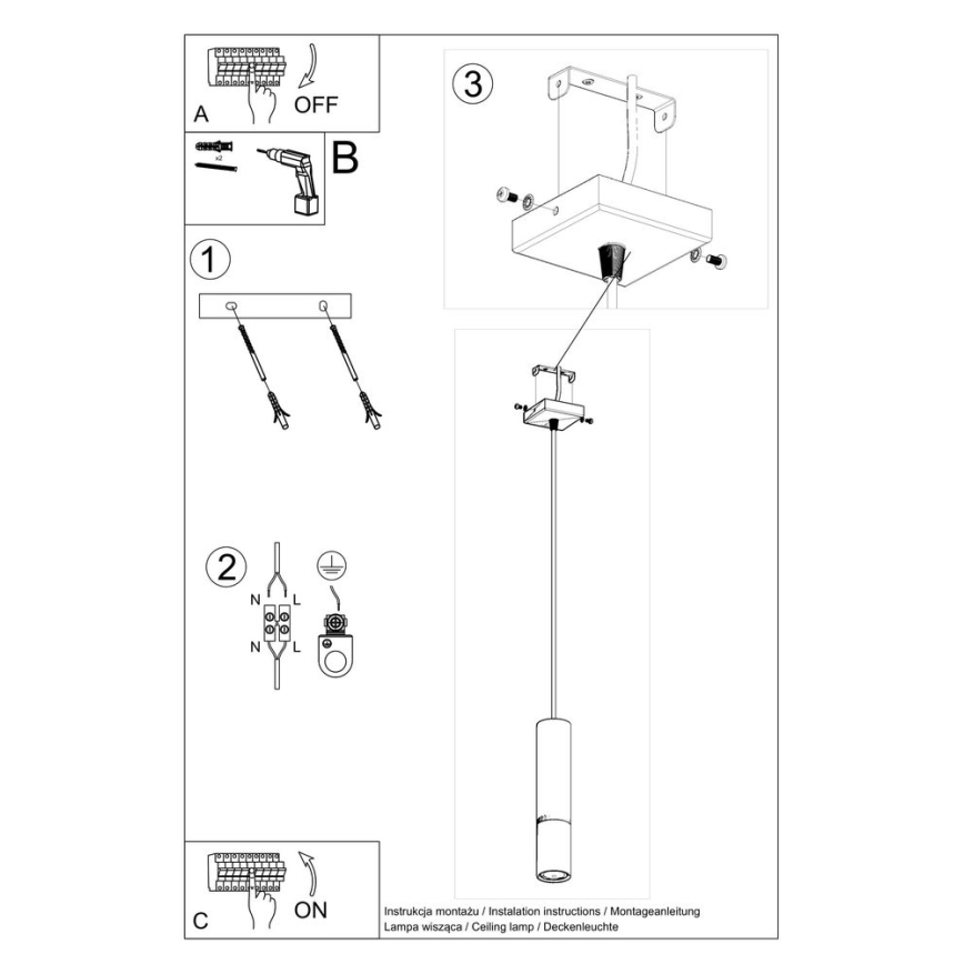 Hanglamp aan een koord LOOPEZ 1xGU10/40W/230V zwart/goud