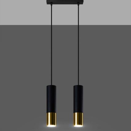 Hanglamp aan een koord LOOPEZ 2xGU10/10W/230V zwart/goud