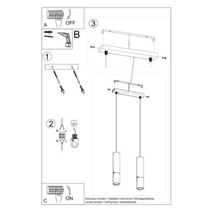 Hanglamp aan een koord LOOPEZ 2xGU10/10W/230V zwart/goud