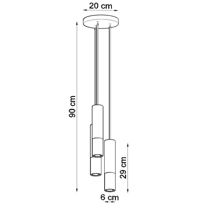 Hanglamp aan een koord LOOPEZ 3xGU10/10W/230V rond zwart/goud
