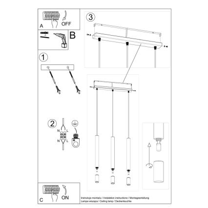 Hanglamp aan een koord VIZIER 3xG9/12W/230V zwart