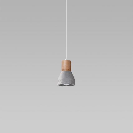 Hanglamp aan een koord QUBIC 1xE27/60W/230V beton/Berk/beuken