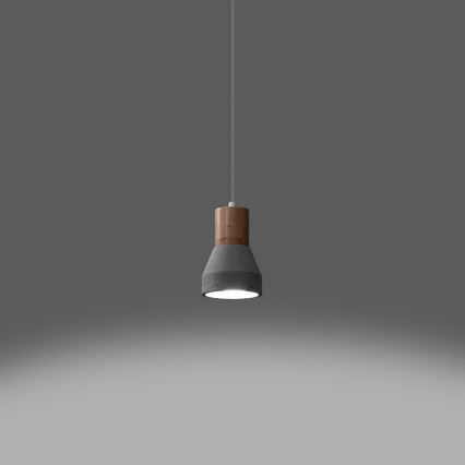 Hanglamp aan een koord QUBIC 1xE27/60W/230V beton/Berk/beuken