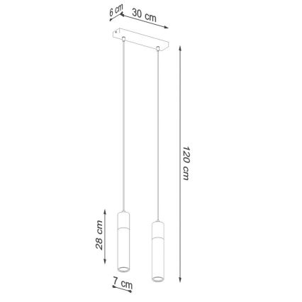 Hanglamp aan een koord ZANE 2xGU10/40W/230V beton/Berk/beuken