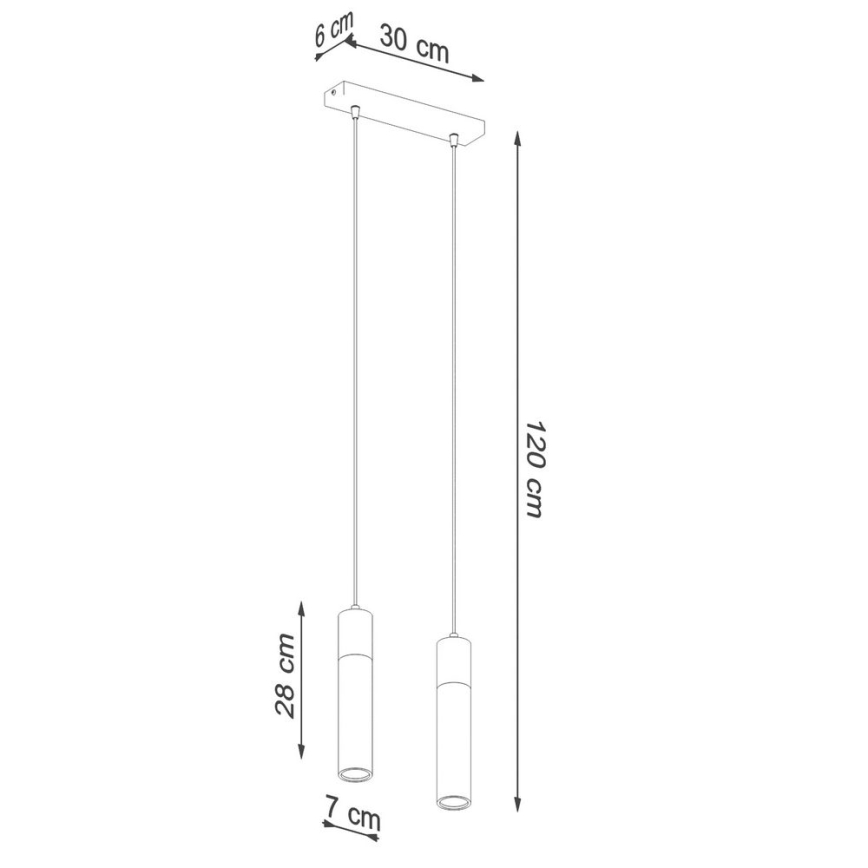 Hanglamp aan een koord ZANE 2xGU10/40W/230V beton/Berk/beuken