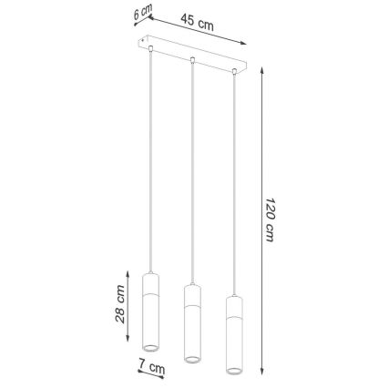 Hanglamp aan een koord ZANE 3xGU10/40W/230V beton/Berk/beuken