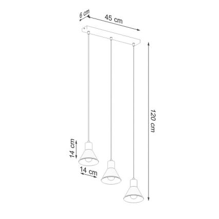 Hanglamp aan een koord TALEJA 3xE27/60W/230V wit