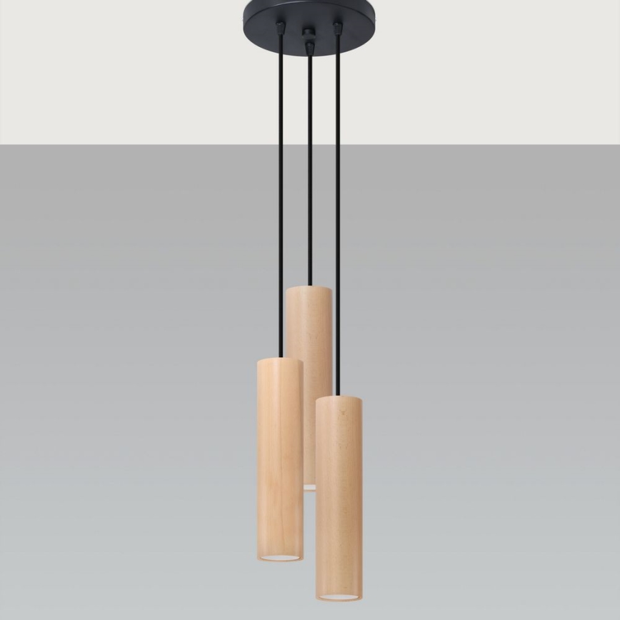 Hanglamp aan een koord LINO 3xGU10/40W/230V beuken