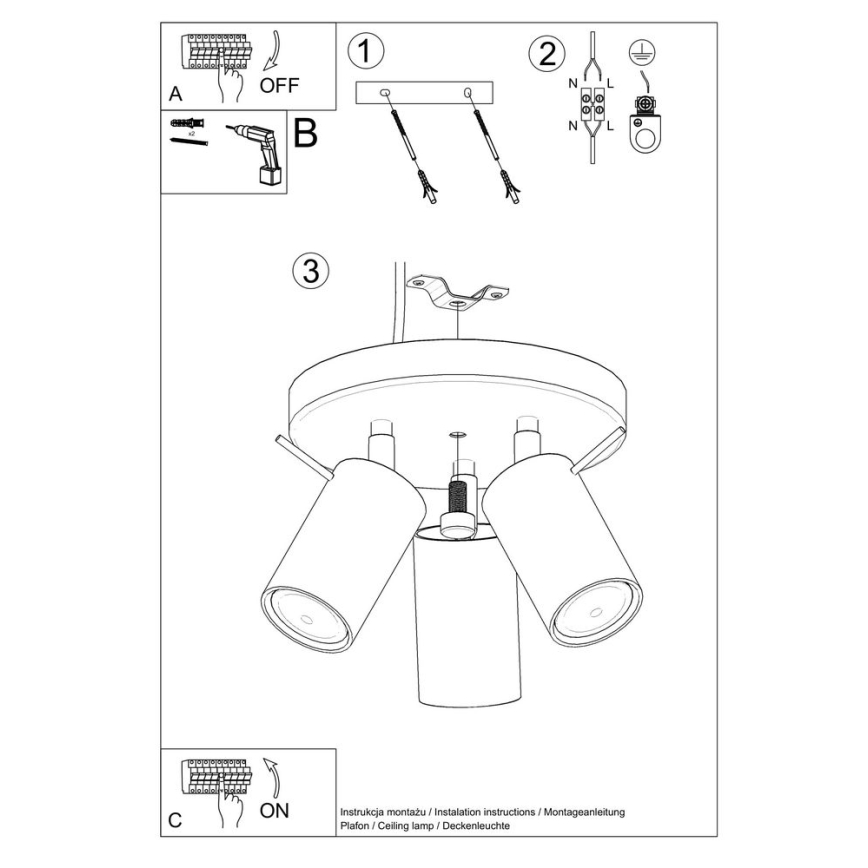 Spot RING 3xGU10/10W/230V zwart