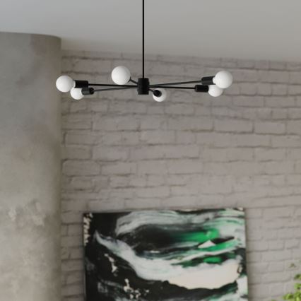 Hanglamp aan een paal LANGO 3xE27/60W/230V zwart