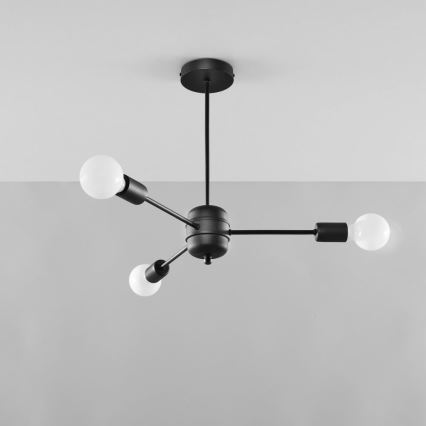 Hanglamp aan een paal LANGO 3xE27/60W/230V zwart