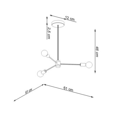 Hanglamp aan een paal LANGO 3xE27/60W/230V zwart