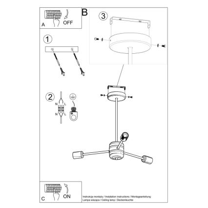 Hanglamp aan een paal LANGO 3xE27/60W/230V zwart