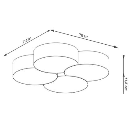 Plafondlamp CIRCLE 8xE27/60W/230V wit