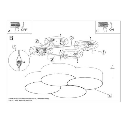 Plafondlamp CIRCLE 8xE27/60W/230V wit