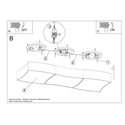 Plafondlamp SQUARE 6xE27/60W/230V wit