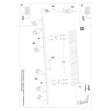 Spot NERO 6xGU10/40W/230V zwart/glanzend chroom