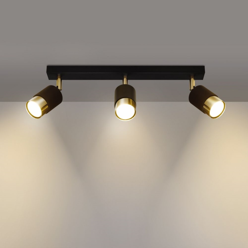 Spot NERO 3xGU10/40W/230V zwart/goud