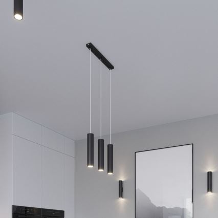 Hanglamp aan een koord LAGOS 3xGU10/10W/230V zwart