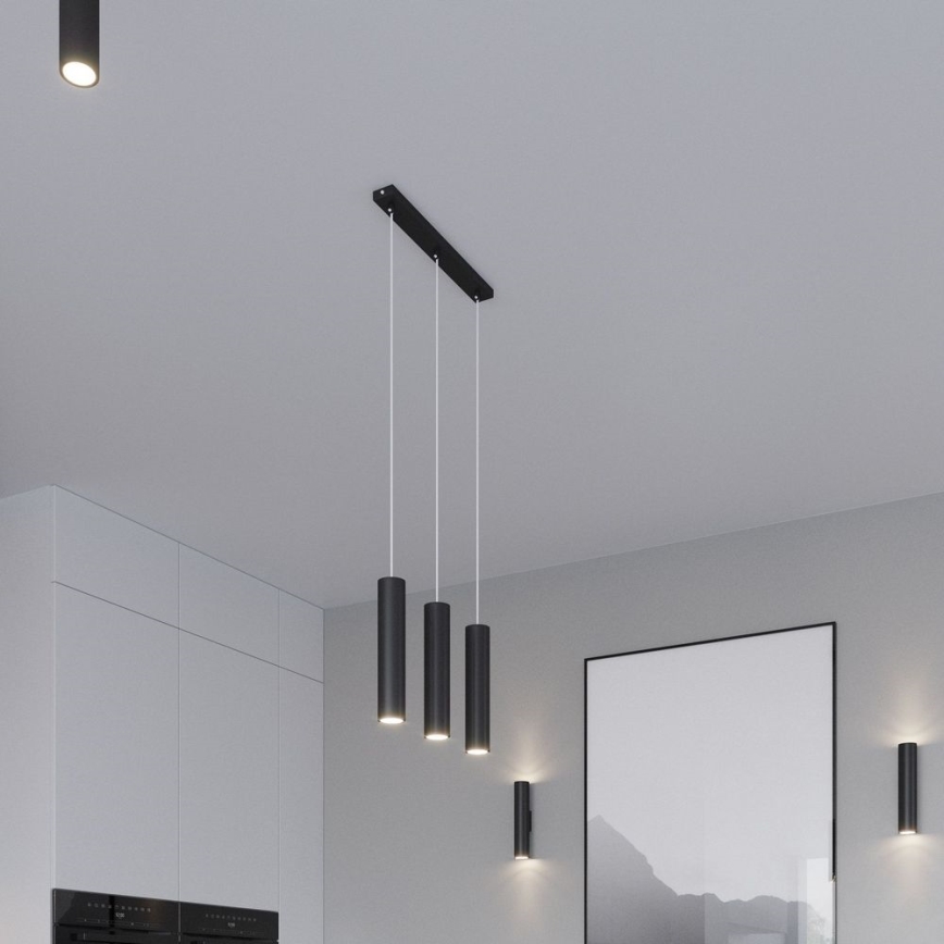 Hanglamp aan een koord LAGOS 3xGU10/10W/230V zwart
