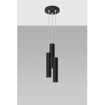 Hanglamp aan een koord LAGOS 3xGU10/10W/230V zwart
