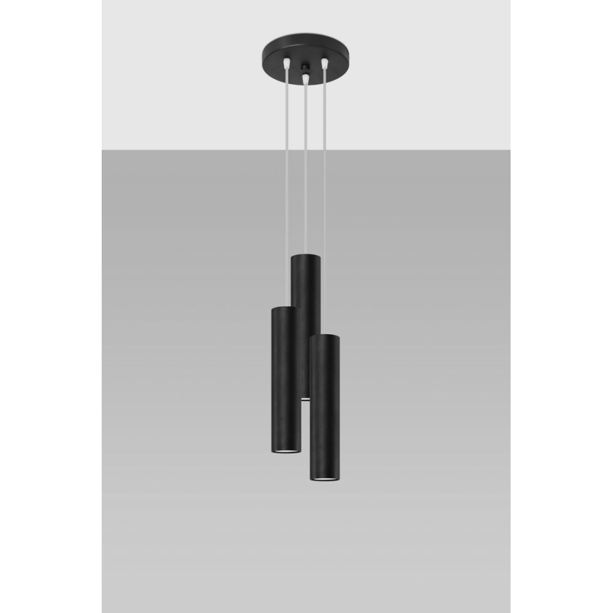 Hanglamp aan een koord LAGOS 3xGU10/10W/230V zwart
