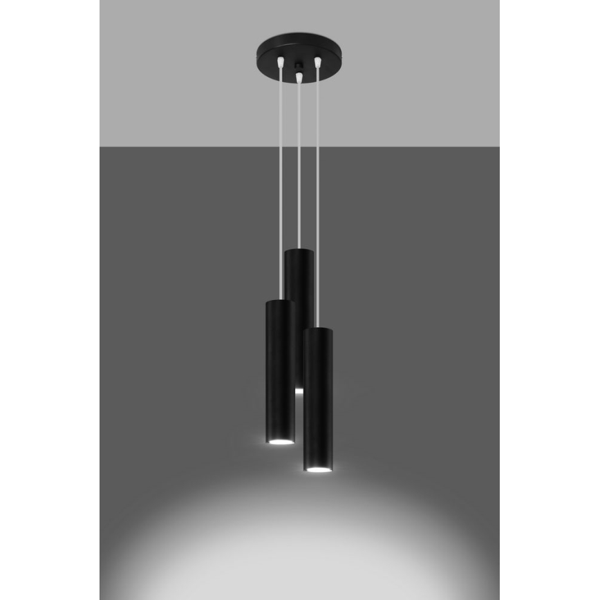 Hanglamp aan een koord LAGOS 3xGU10/10W/230V zwart