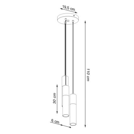 Hanglamp aan een koord BORGIO 3xGU10/40W/230V beton/metaal zwart